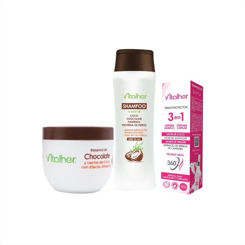 Shampoo +  Reserva de coco + Termoprotector